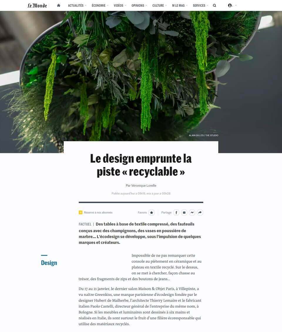 Greenmood in Le Monde's newspaper